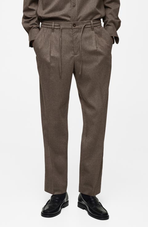 Pleated Regular Fit Flannel Pants