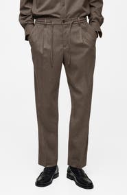 MANGO Pleated Regular Fit Flannel Pants