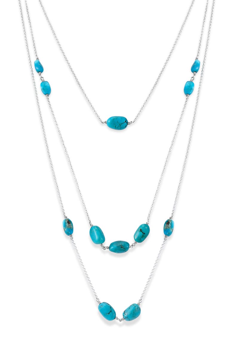Layered Sleeping Beauty Turquoise Station Necklace, Main, color, BLUE
