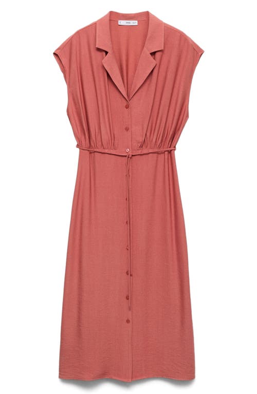 Mango Bow Midi Shirtdress In Pink
