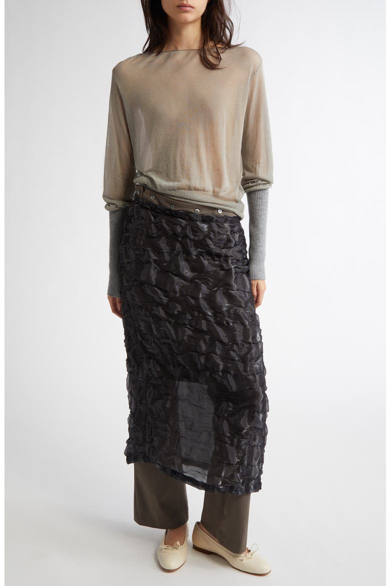 Aoi Crinkled Midi Skirt, Alternate, color, GREY