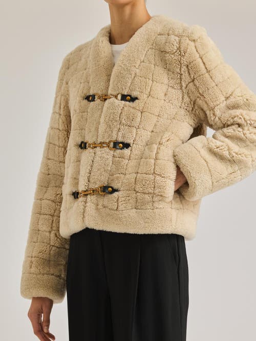 REBECCA TAYLOR REBECCA TAYLOR QUILTED STITCH SHEARLING JACKET