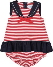 Florence Eiseman Stripe Knit Romper With Sailor Collar