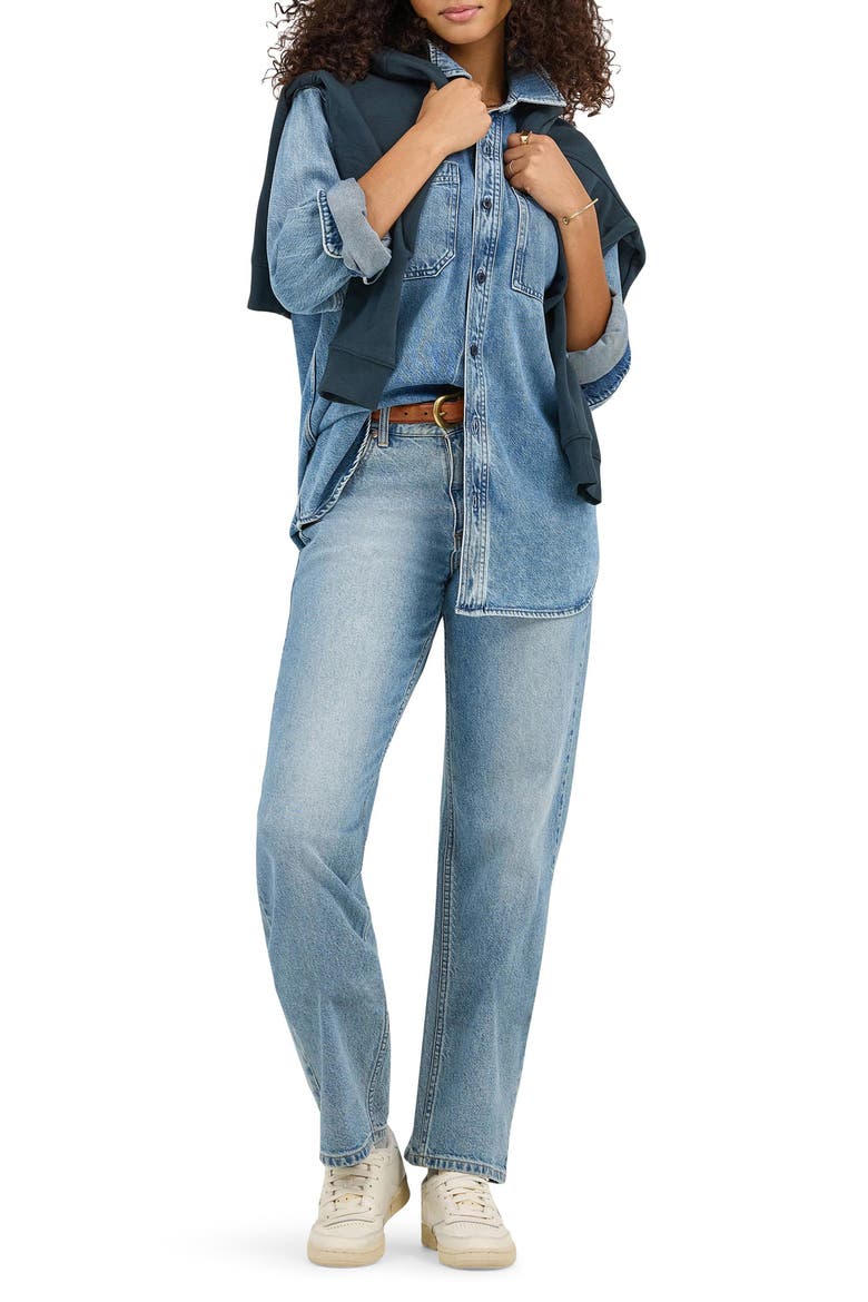 Rider High Waist Straight Leg Jeans, Alternate, color, DAZZLED