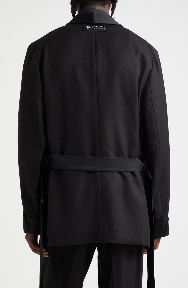 AMIRI Belted Wool Blend Smoking Jacket, Alternate, color, Black