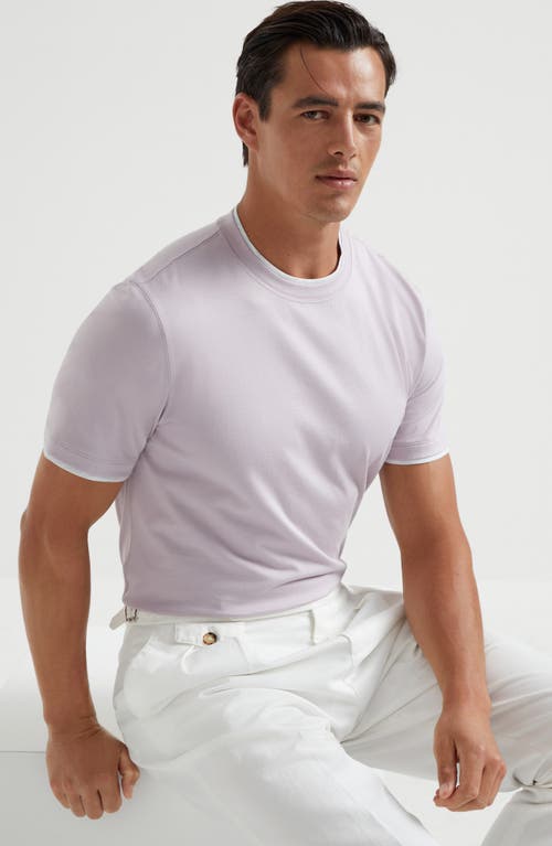 Brunello Cucinelli T-shirt With Layered Design In Lavender
