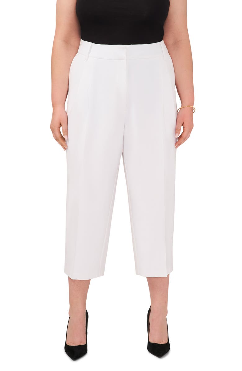 Halogen<sup>®</sup> Pleated Crop Wide Leg Trousers, Main, color, Bright White