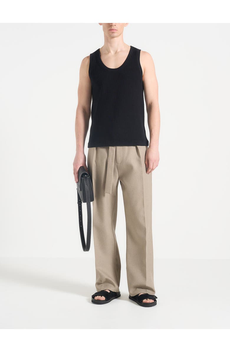 Manière De Voir Justin Ribbed Cotton Vest, Main, color, Black