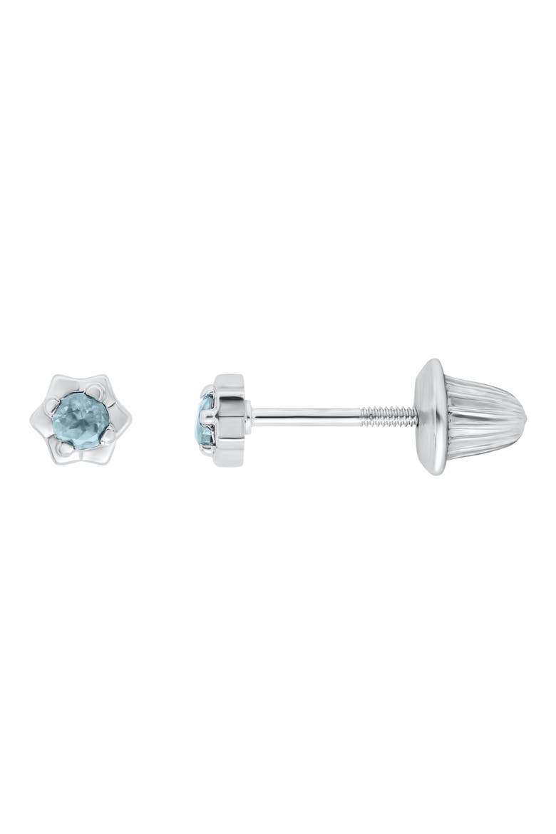 Kids' Gen Flower Stud Earrings, Main, color, AQUAMARINE