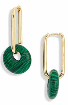 Disc Drop Hoop Earrings