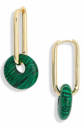 Disc Drop Hoop Earrings