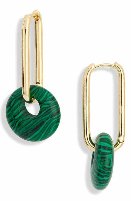 Disc Drop Hoop Earrings