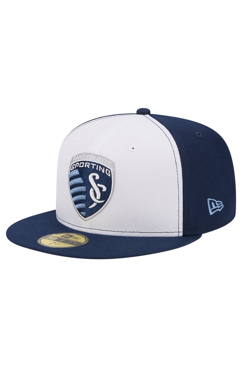 New Era Men's New Era White/Navy Sporting Kansas City 2024 Kick Off Collection 59FIFTY Fitted Hat, Alternate, color,