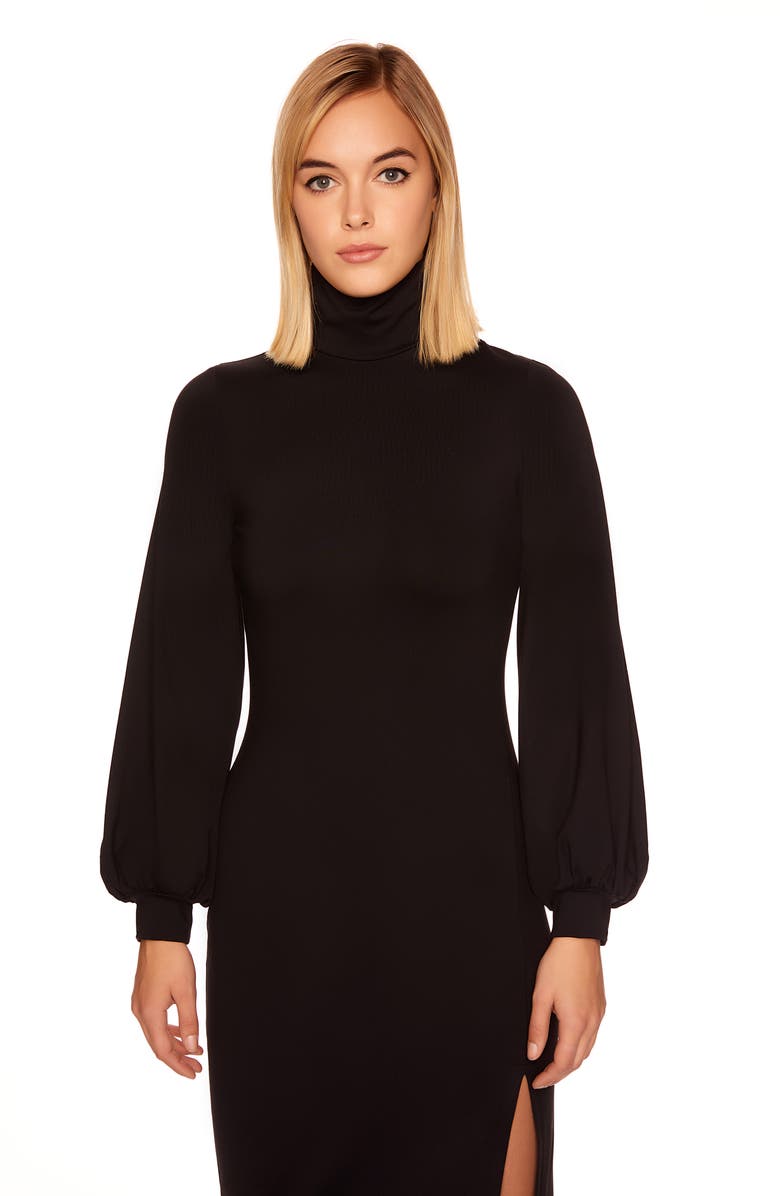 Susana Monaco Long Sleeve Turtleneck Slit Dress, Alternate, color, 