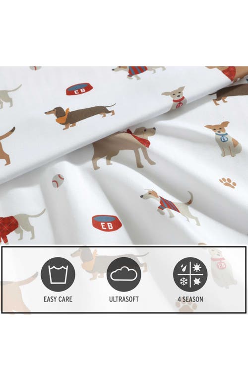 Eddie Bauer Buddy & Friends Dog Print Microfiber Sheet Set In White/beige/red