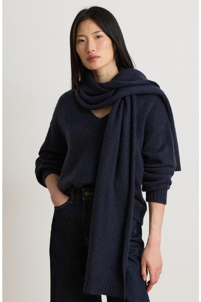 V-Neck Sweater & Scarf, Alternate, color, LAUREN NAVY BLUE