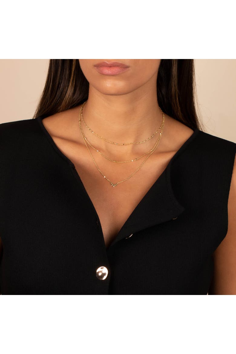 Three In One Dainty CZ Chain Necklace, Alternate, color, Gold