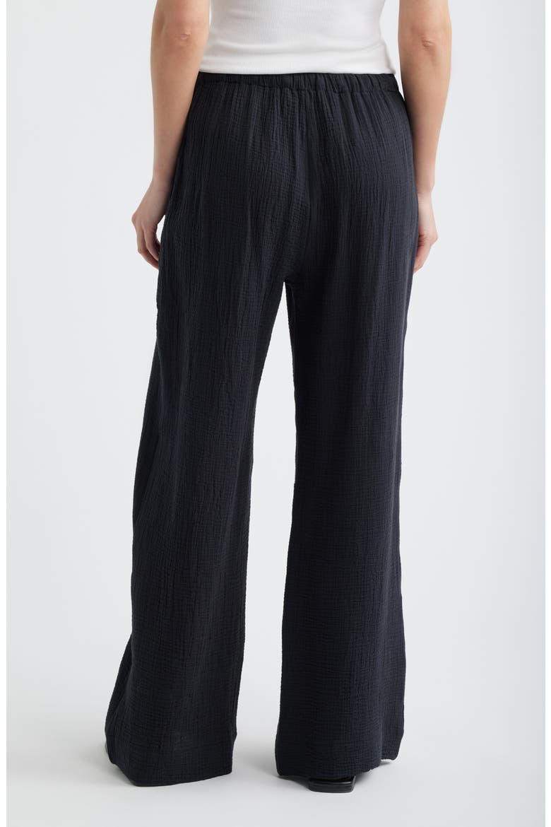 Dune Organic Cotton Wide Leg Pants, Alternate, color, BLACK