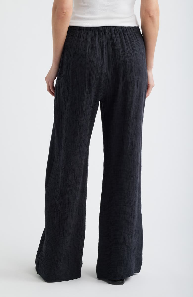 Faherty Dune Organic Cotton Wide Leg Pants, Alternate, color, Black