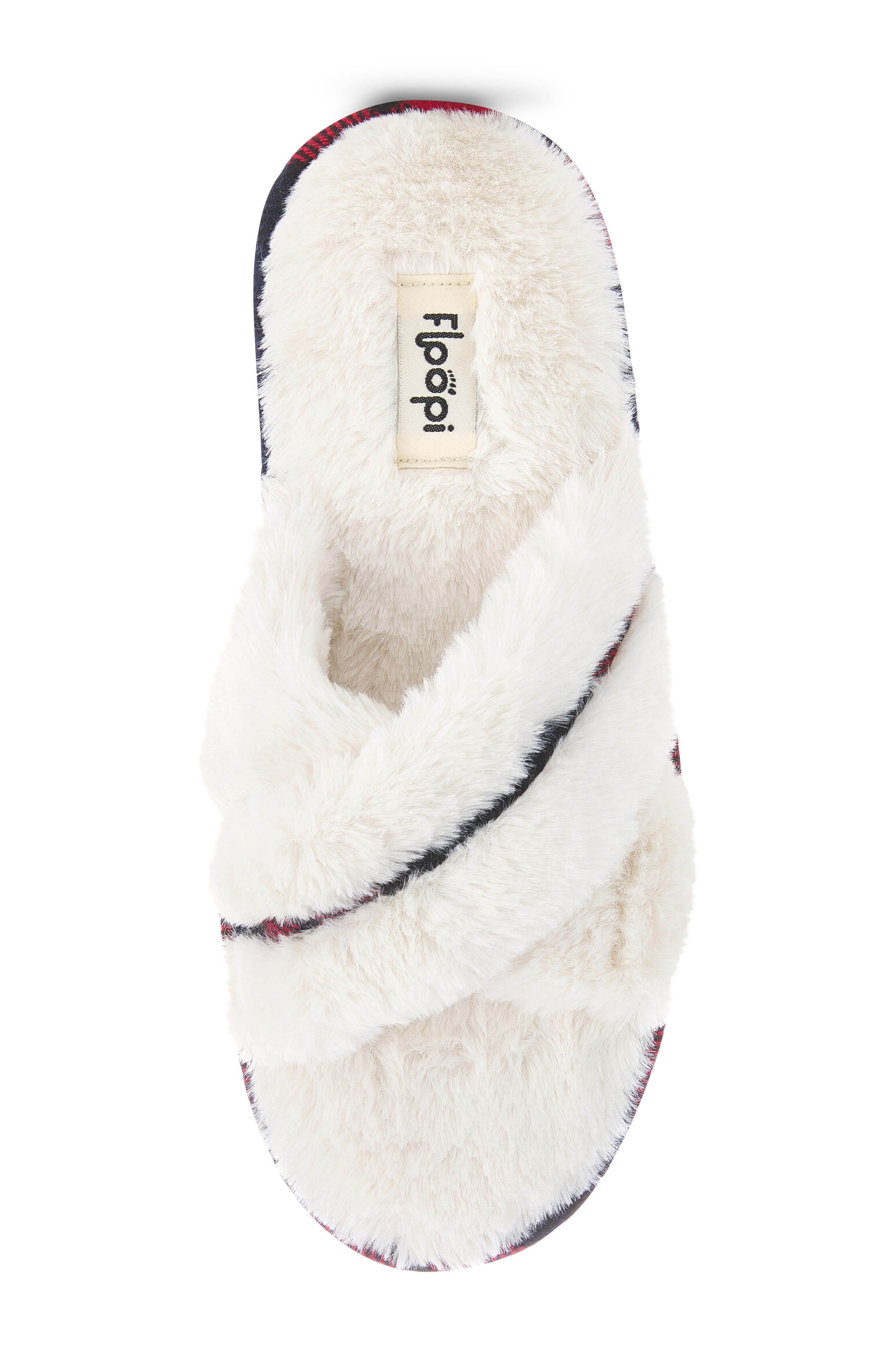 FLOOPI Morgan Faux Fur Crossband Slipper, Alternate, color, Beige