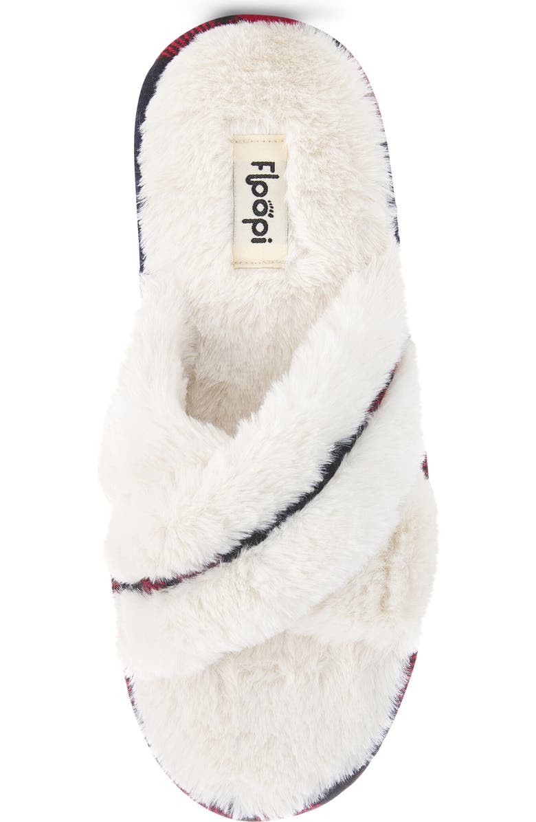FLOOPI Morgan Faux Fur Crossband Slipper, Alternate, color, Beige