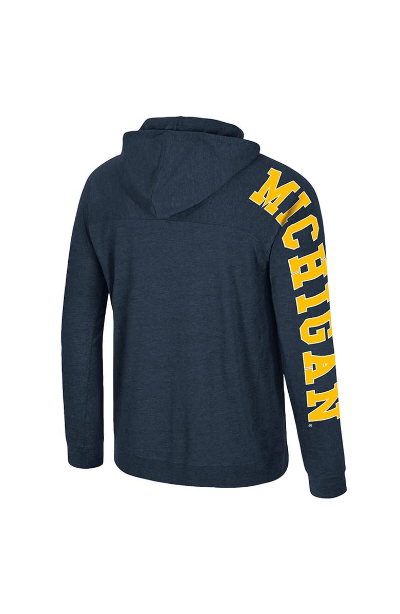 COLOSSEUM Men's Colosseum Navy Michigan Wolverines Back in Business Long Sleeve Raglan Hooded T-Shirt, Alternate, color, Navy