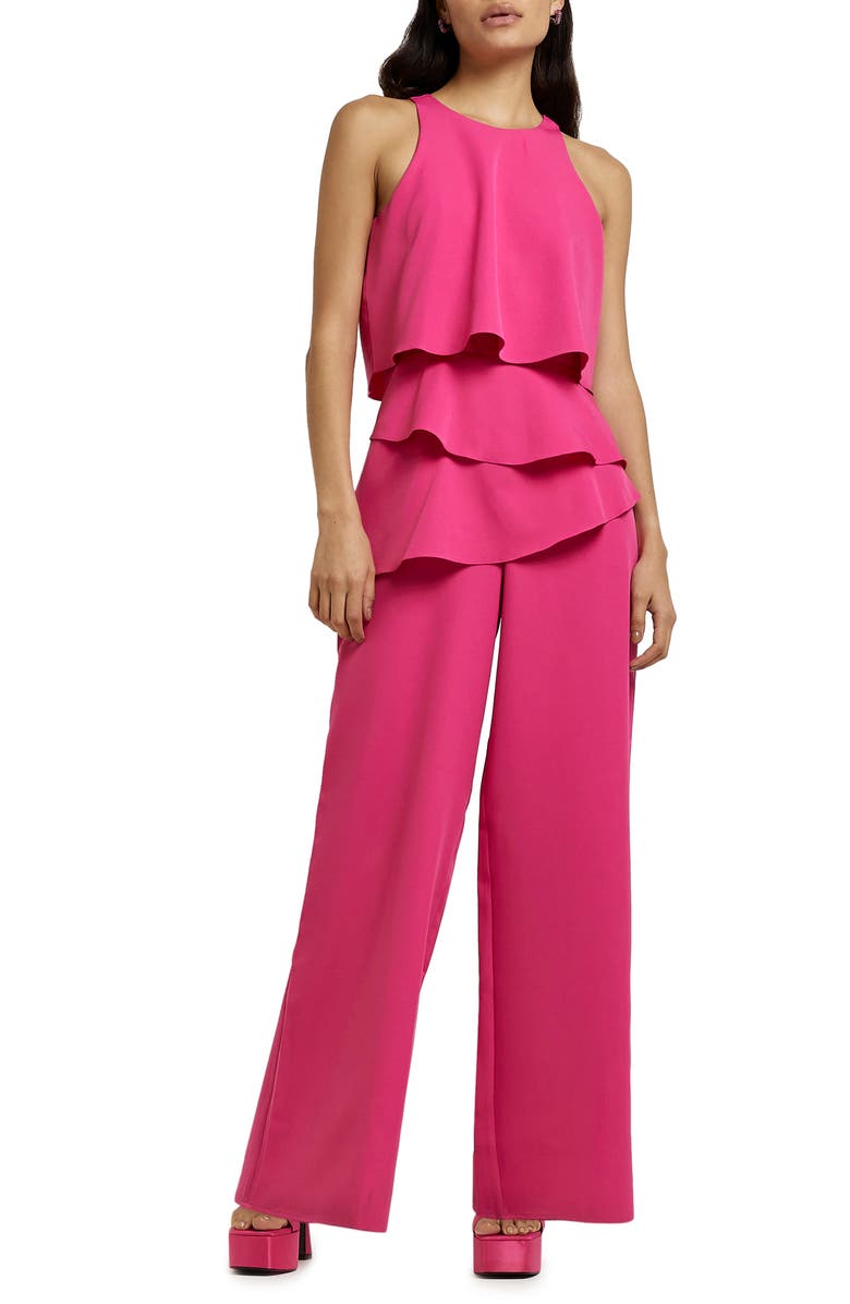 River Island Layered Halter Neck Jumpsuit, Main, color, 