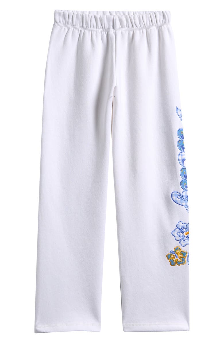 Vintage Havana Kids' Vacay Appliqué Wide Leg Sweatpants, Main, color, White