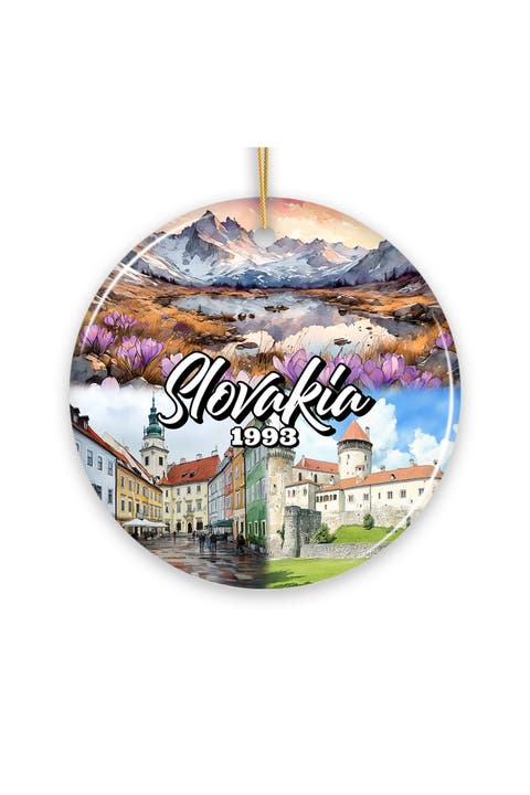 Slovakia Landmarks Watercolor Ornament - Version 2