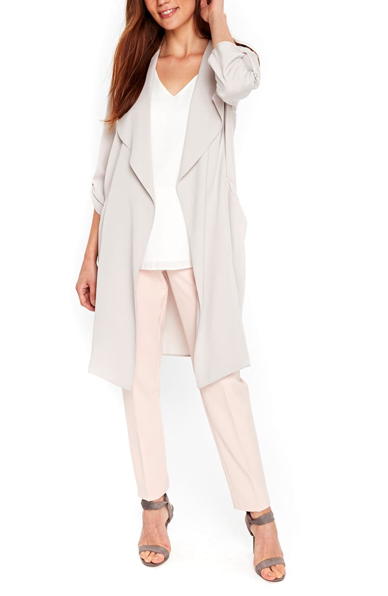 Wallis Marcel Drape Front Long Jacket, Main, color,