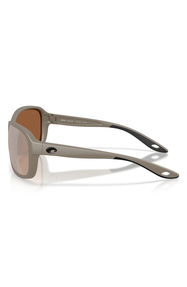 Costa Del Mar Seadrift 58mm Polarized Square Sunglasses, Alternate, color, Sand / Copper Silver 580G