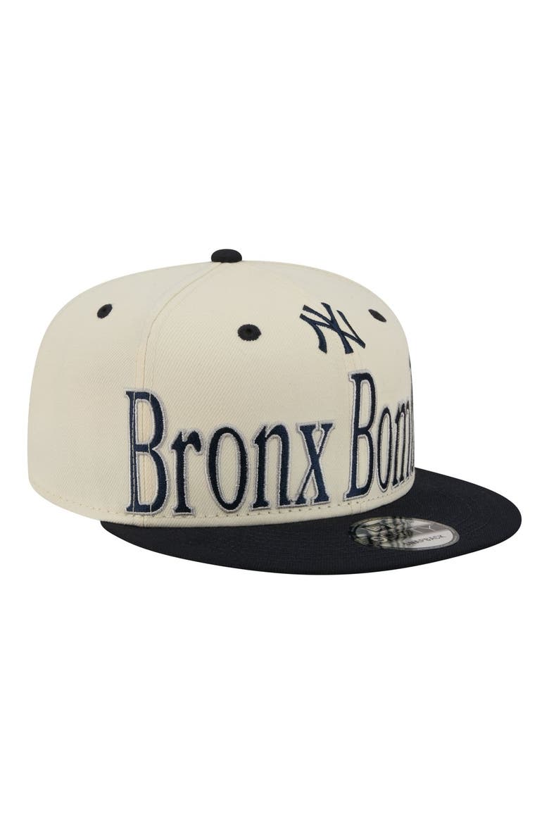 Men's New Era Cream New York Yankees Oversized Slogan 9FIFTY Snapback Hat, Main, color, Cream