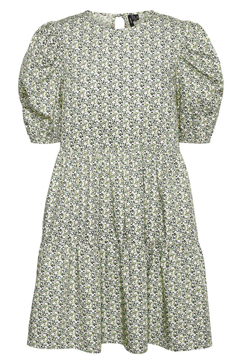 Lykke Puff Sleeve Floral Print Dress, Alternate, color, BIRCH AOP LYKKE
