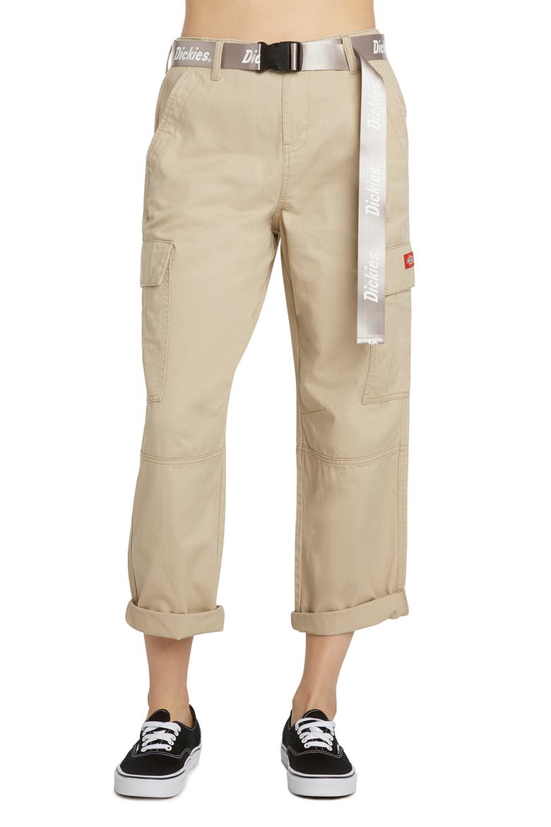 Belted Crop Utility Cargo Pants, Main, color, KHAKI