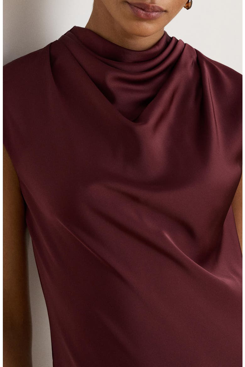 Cowl Neck Satin Maxi Dress, Alternate, color, RED