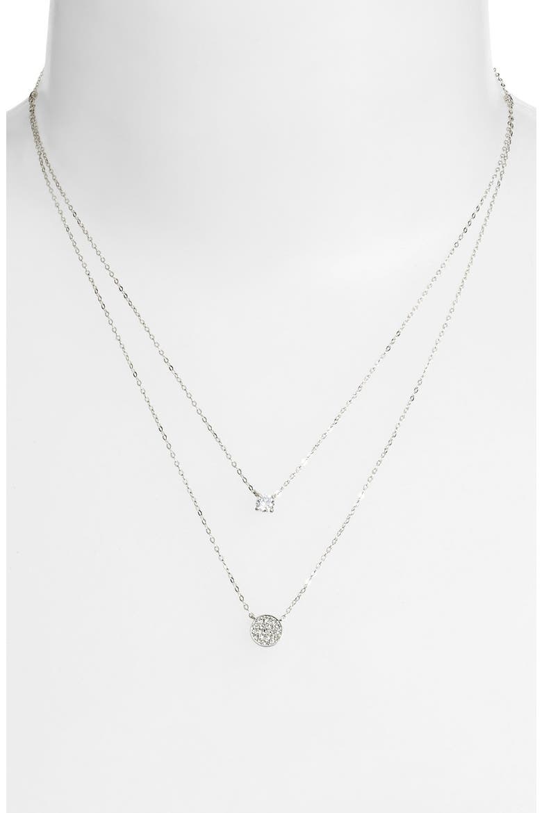 Double Pendant Necklace, Alternate, color, SILVER/ CLEAR