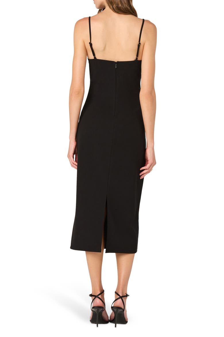 Bow Strap Midi Dress, Alternate, color, BLACK