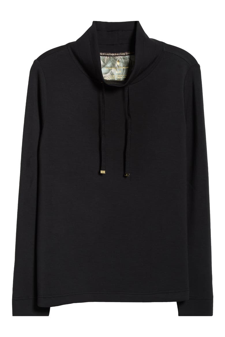 Palm Voyage Mock Neck Sweatshirt, Alternate, color, BLACK