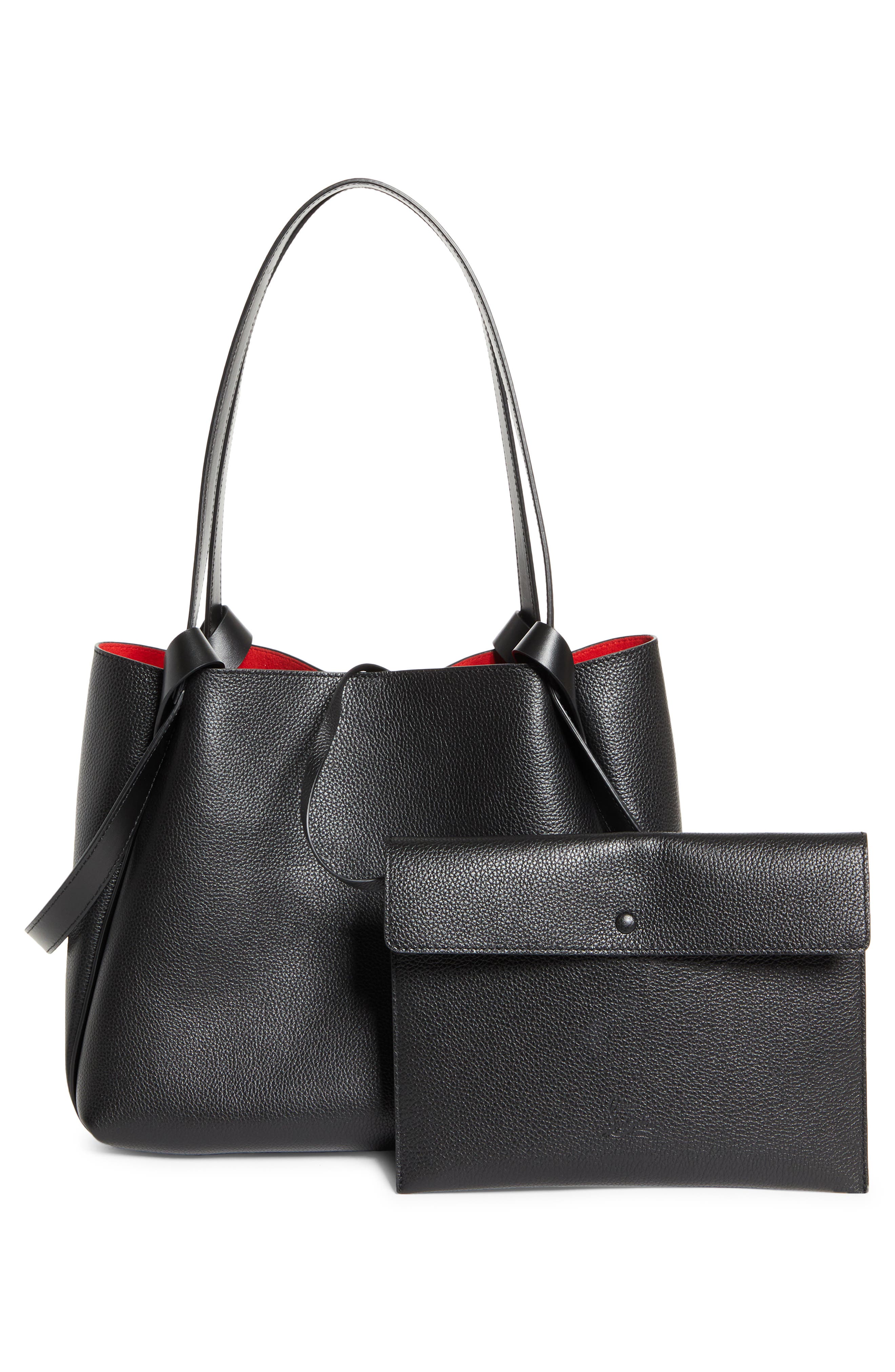 Christian Louboutin Small Bettina Leather Tote, Alternate, color, Bk01 Black