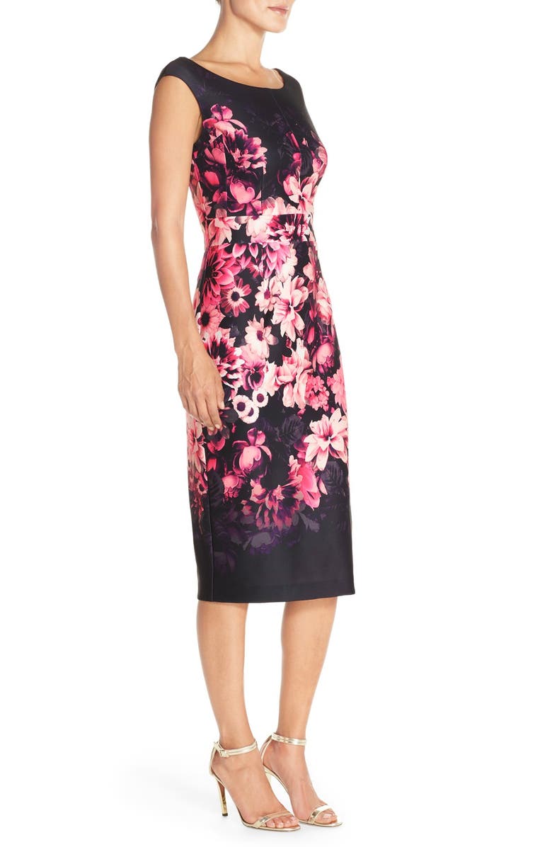 Eliza J Floral Scuba Sheath Dress, Alternate, color, 