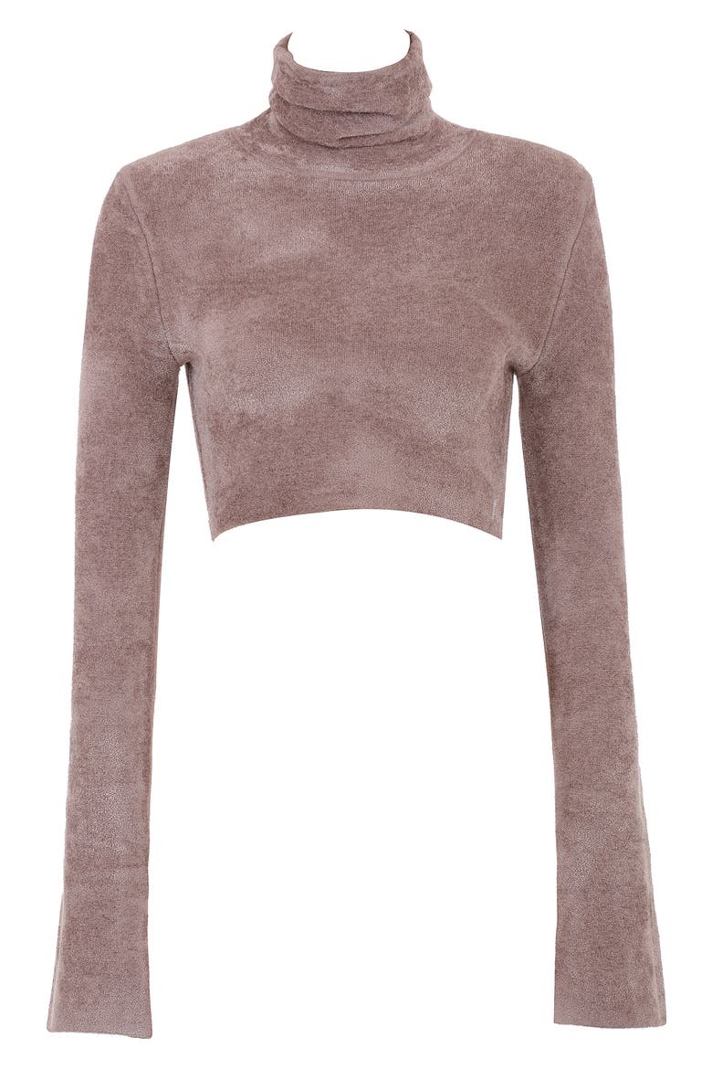 Suri Crop Chenille Turtleneck Sweater, Alternate, color, ROSE