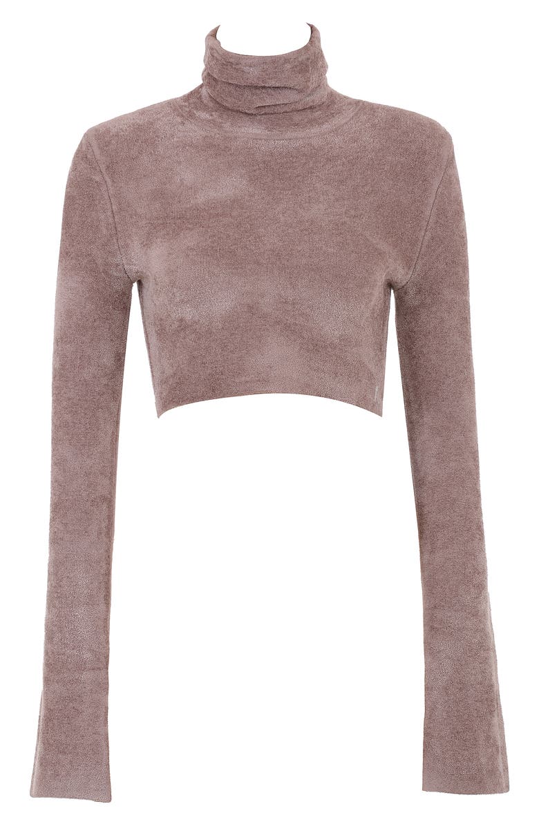 HOUSE OF CB Suri Crop Chenille Turtleneck Sweater, Alternate, color, Rose
