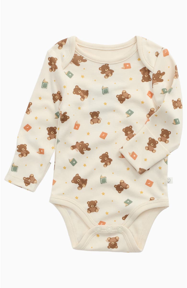 MORI Teddy Bear Long Sleeve Bodysuit, Main, color, Teddy Bear Print