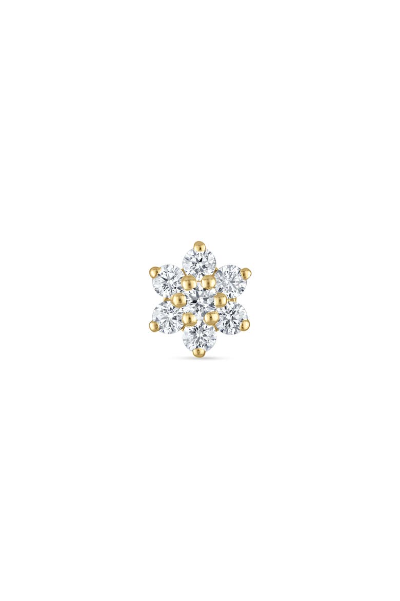 Diamond Flower Threaded Stud Earring, Alternate, color, YELLOW GOLD