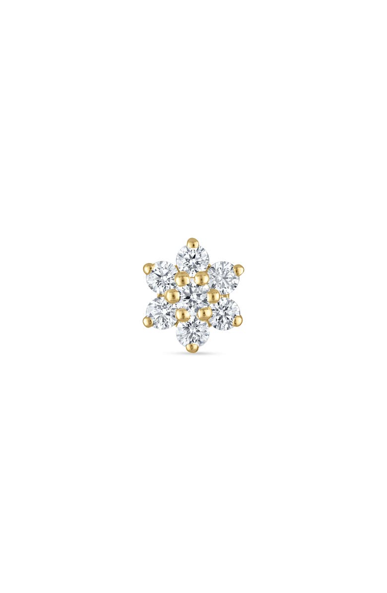 MARIA TASH Diamond Flower Threaded Stud Earring, Alternate, color, Yellow Gold