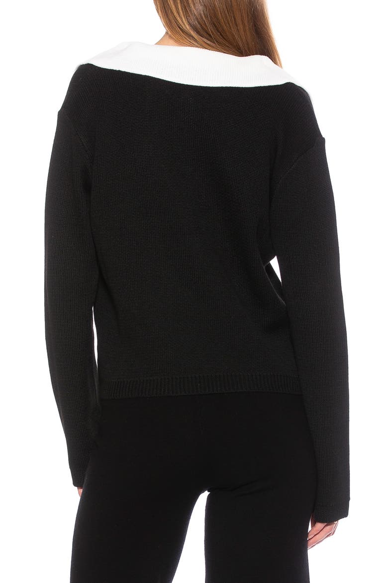 Evander Retro Collared Sweater, Alternate, color, BLACK