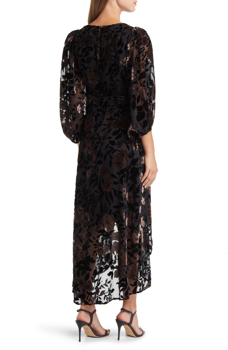 Eliza J Floral Puff Sleeve High Low Cocktail Dress, Alternate, color, 