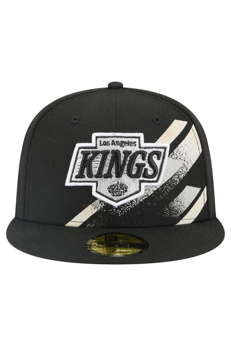 Men's New Era Black Los Angeles Kings Faded Lines 59FIFTY Fitted Hat, Alternate, color, Black
