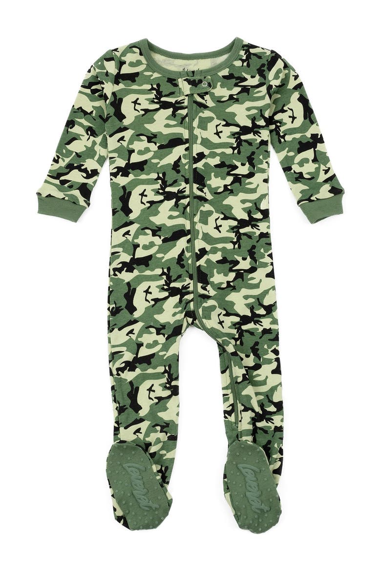 Footed Cotton Pajamas Matching Family Coordinated Playful Prints, Main, color, GREEN