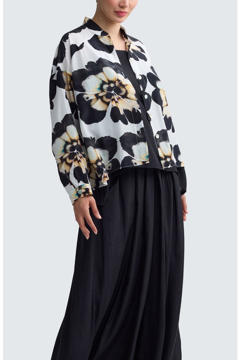 Amaris Floral Print Stand Collar Shirt, Alternate, color, Beige